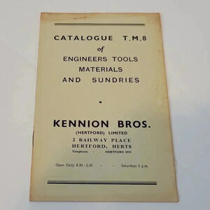 Kennion Bros Catalogue T.M.8 Engineers Tools Materials Model Railroad Vintage
